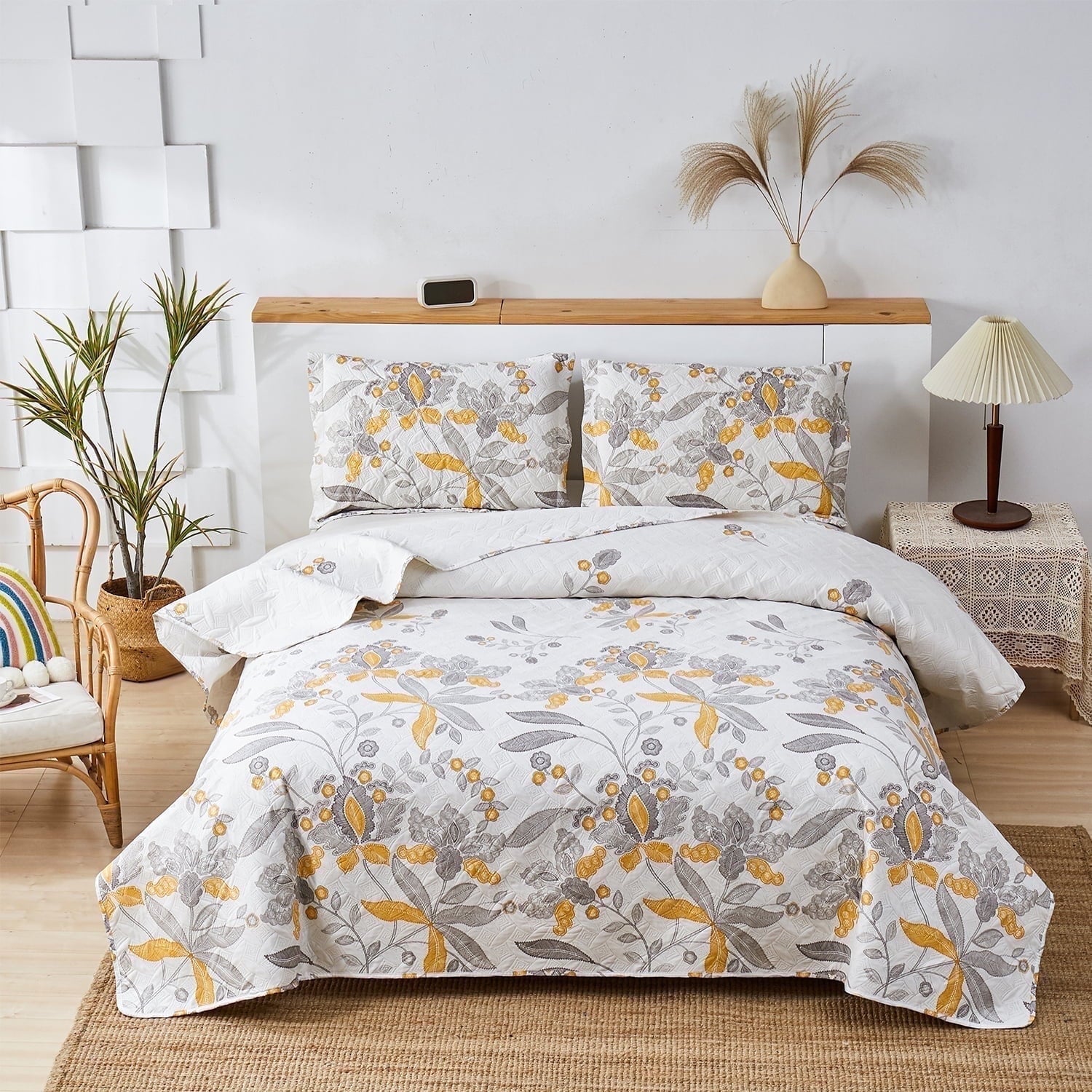 Green Essen 3 Pcs Quilt Sets Lightweight Microfiber