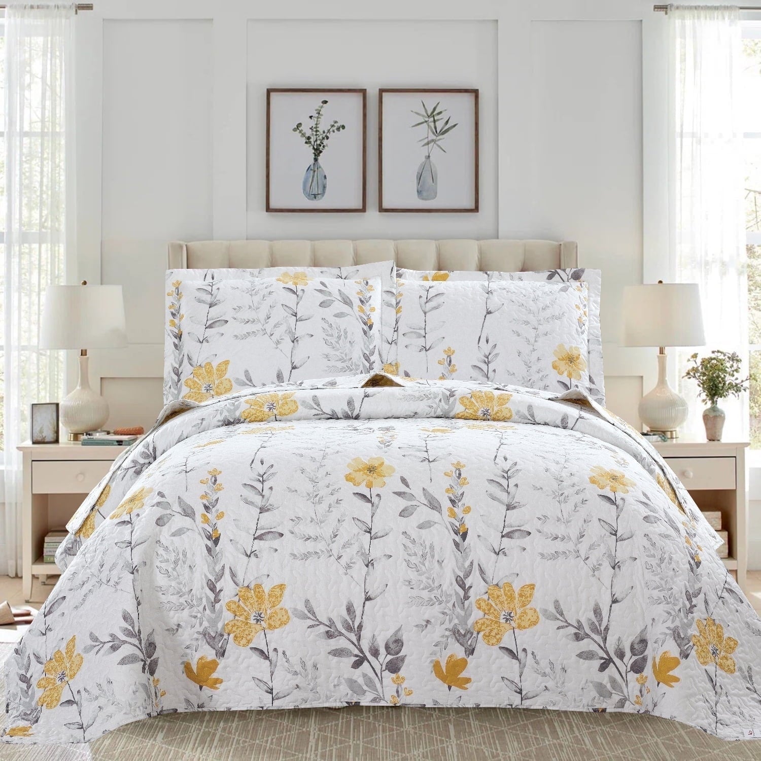 Green Essen 3 Pcs Quilt Sets Lightweight Microfiber