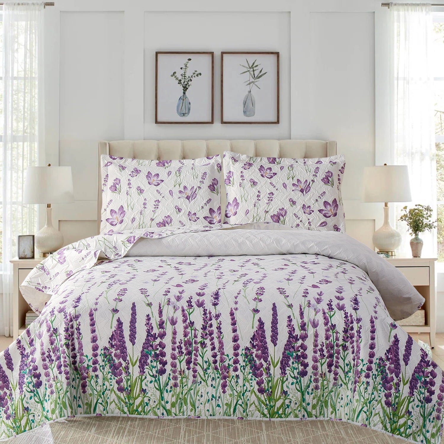 Green Essen 3 Pcs Quilt Sets Lightweight Microfiber