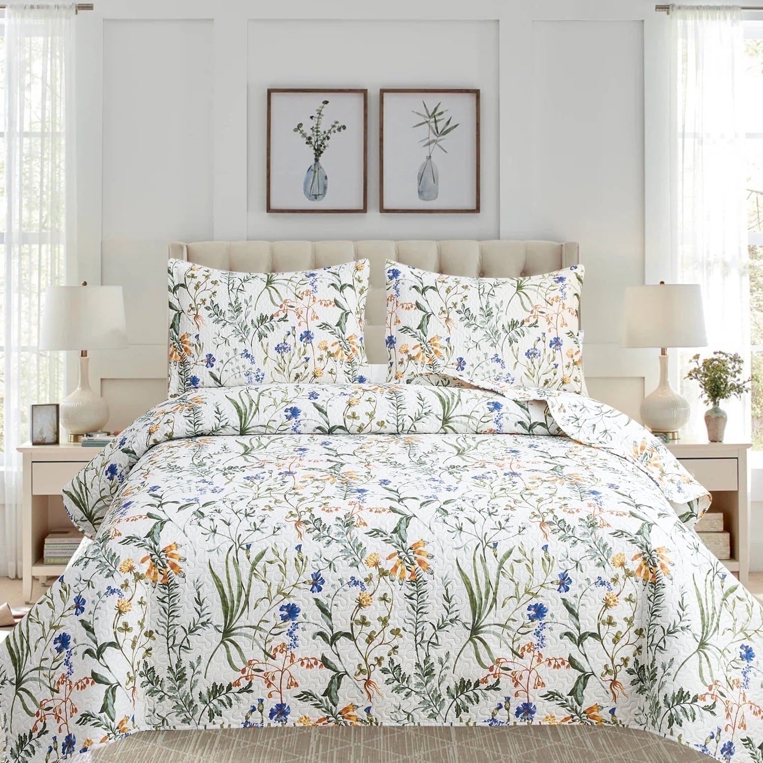 Green Essen 3 Pcs Quilt Sets Lightweight Microfiber