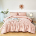 Rynghipy Pink Full Size Comforter Set Pom Fringe 3 P